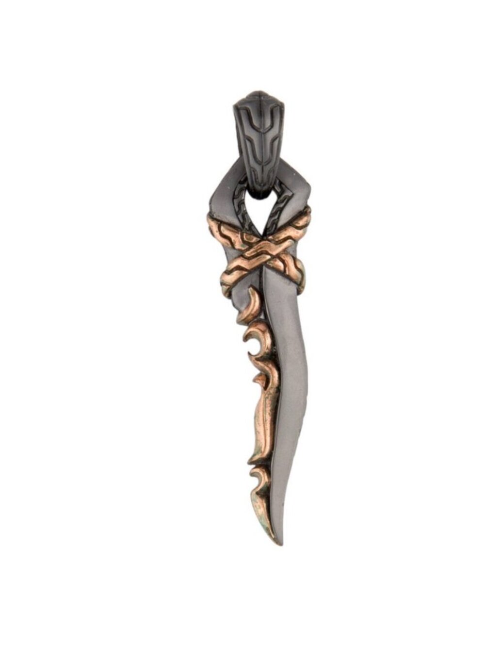 JOHN HARDY STERLING SILVER 925 & BRONZE TWO-TONE KERIS DAGGER PENDANT